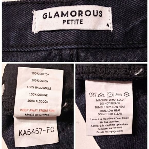 Glamorous High Waist Sequin Patch Distressed Skinny Jeans 4 Petite - Picture 12 of 14